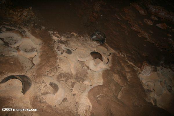 Maya fragments de poterie dans l'ATM grotte