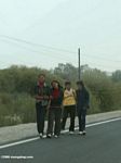 Tajik girls walking along the highway