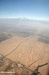 Aerial view of dry eroded landscape near Urumqi