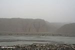 Sand cliffs along the Karakoram Highway leading towards Pakistan