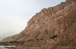 Sandy cliffs along the Karakoram highway in western China