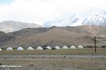 Line of modern yurts in western China