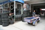 Tire man at the central bazaar in Kashgar