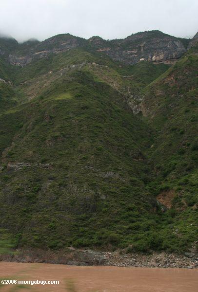 Grasartige Klippen entlang dem Yangtsi