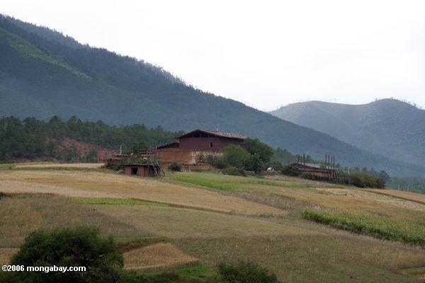 Тибетский фермы домов в северо-запад провинции Юньнань