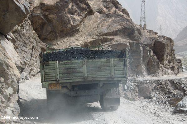 Kohle-LKW auf Straße aus Kusrap