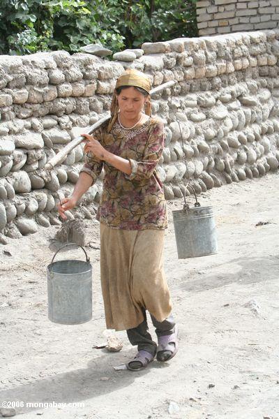 Kusrap Frau, die Wasser Xinjiang