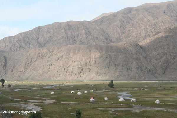 Yurts in der Tashkurgan Wiese in Westchina