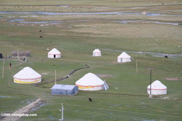 Moderne yurts in der Tashkurgan Wiese in Westchina