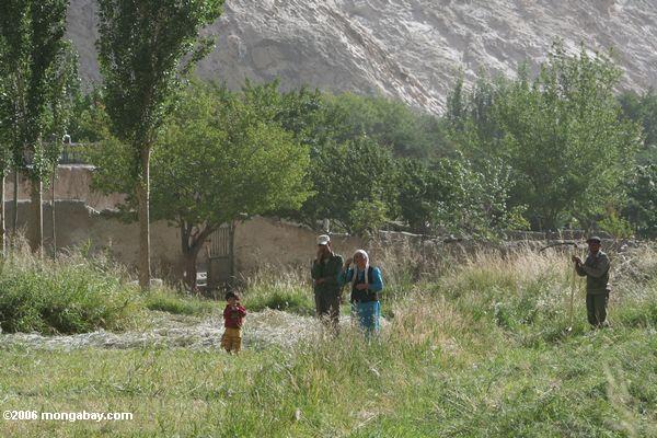 Tajik Familie, die in auffangene Xinjiang