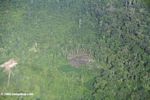 Aerial view of a patch of cleared rainforest in the Colombian Amazon