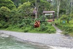 Female orangutan crossing over the Bohorok river using a wire near the entrance of Gunung Leuser [sumatra_0175]
