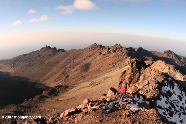 хребта, используемых для достижения Mt. Кения точки lenana на высшем уровне (4985 м)