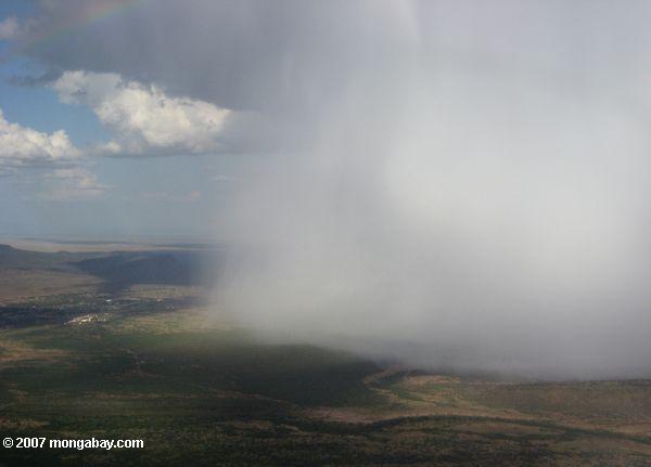Rain sumida Lokichoggio, en el norte de Kenya