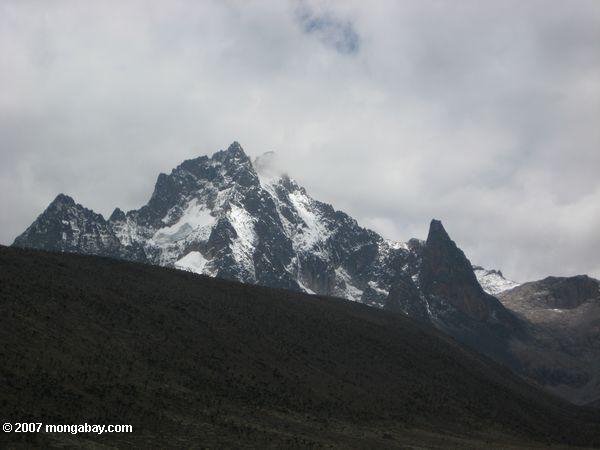 Гора Кения со снегом