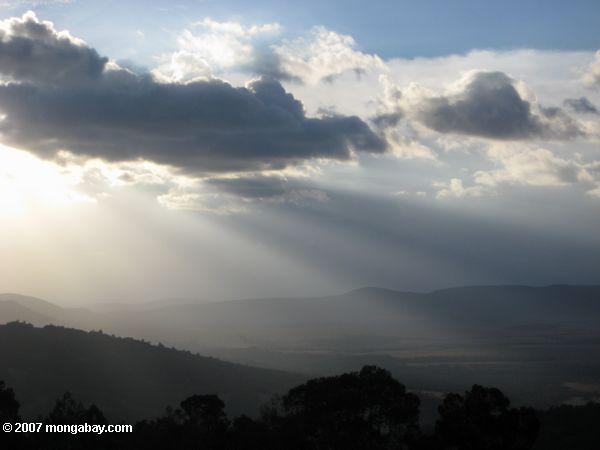 Sunset durante Loita área no Quénia