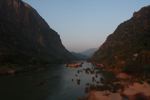 Nam Ou river gorge at sunset