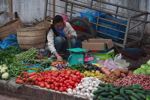 Vegetable and fruit seller in the Luang Prabang morning market