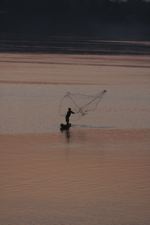 Throw net fishing at sunrise in the 4000 islands section of the Meking