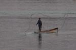 Throw-net fisherman on the Mekong