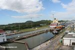 Container ship passing through the Panama canal