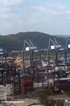 Stacked shipping containers along the Panama Canal