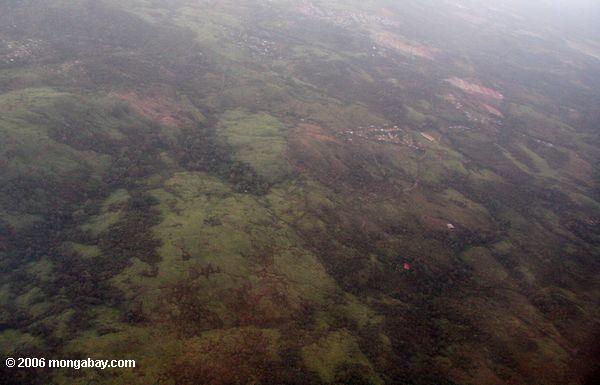 Obenliegende Ansicht der Abholzung im panamesische Landschaft