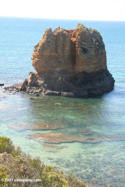 オーストラリアの南の海岸沿いの岩礁