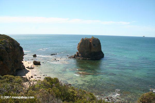 オーストラリアの南海岸沖で岩の形成