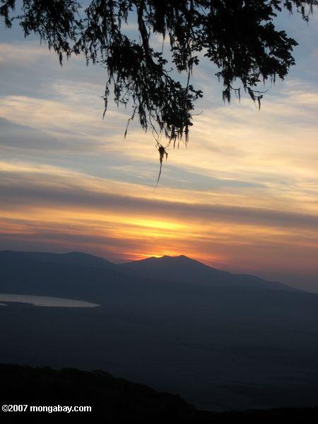 Lago Magadi a la puesta del sol