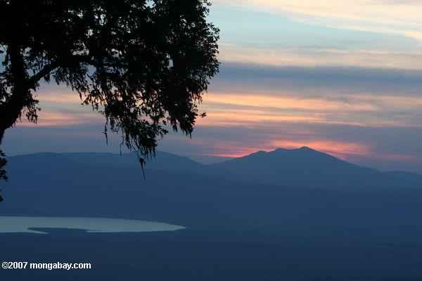 Sunset durante Lake Magadi