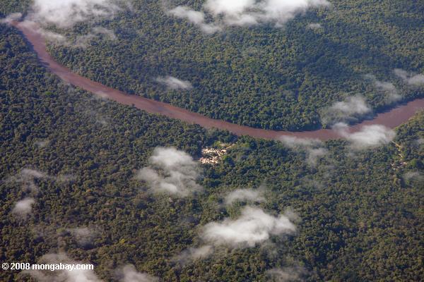 Indigenous settlement from the air in Suriname. Photo by: Rhett A. Butler.