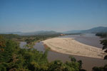 Mekong river at the tri-border point between Myanmar, Thailand, and Laos